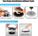 Bathtub Drain Stopper,Pop Up Tub Stopper Bottom with Drain Hair Catcher,Bathtub Plug and Cover with Strainer,Universal for 1.45 to 1.8in Drain Hole,Replaces Lift & Turn, Tip-Toe or Trip Lever