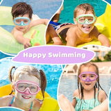 Vvinca 2 Pcs Kids-Swim-Goggles with Nose Cover, Swimming Diving Mask Wide View Anti Fog UV Anti Shattered Lens for Kids 3-6