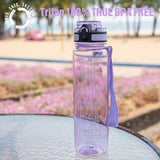 OLDLEY Water Bottle, 32oz Motivational Sports Water Bottle with Time Marker - Times to Drink - Tritan, BPA Free, Wide Mouth Leakproof,Amethyst (1 Bottle)