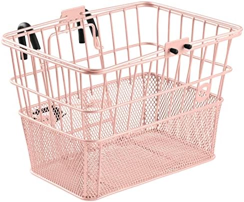 Retrospec Apollo Detachable Front Bike Basket Steel Half-Mesh with Integrated Detachable Hooks and Built-In Handle, Easy Assembly and Portability for Bicycles