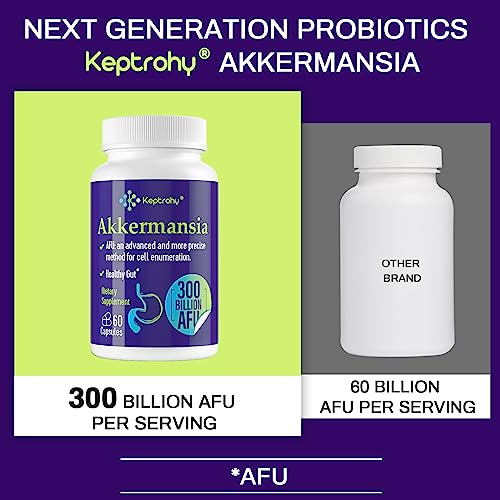 300 Billion AFU Akkermansia Muciniphila - A Live Probiotics for Women Men, for GLP-1, Probiotics for Digestive, Gut, Immune & Overall Health, Enhances Gut Digestive Lining function, 60 Capsules