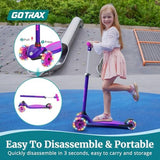 Gotrax KS1 Kids Kick Scooter, LED Lighted Wheels and 3 Adjustable Height Handlebars, Lean-to-Steer & Widen Anti-Slip Deck, 3 Wheel Scooter for Boys & Girls Ages 2-8 and up to 100 Lbs