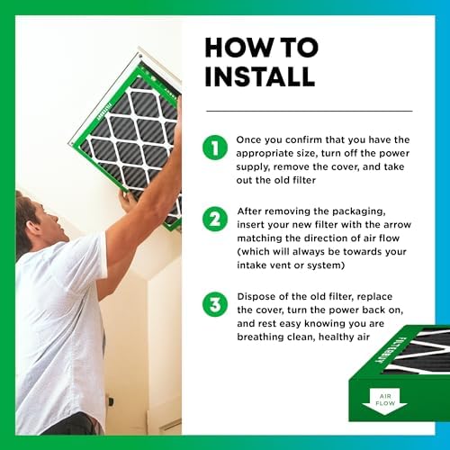 Filterbuy 20x20x1 Air Filter MERV 8 Odor Eliminator (4-Pack), Pleated HVAC AC Furnace Air Filters Replacement with Activated Carbon (Actual Size: 19.50 x 19.50 x 0.75 Inches)