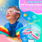 Vvinca Kids Goggles with Comfort Fabric Strap, Kids Swim Goggles Wide View Anti-Fog/UV No Leaking Swimming Goggles for 3-14