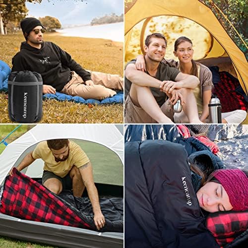 0 Degree Sleeping Bag Cotton Flannel Winter Cold Weather for Adults XXL Sleeping Bag 4 Season Big and Tall with Pillow Compression Sack