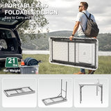 42.5" Fish Cleaning Table with Sink, Folding Camping Table & Fish Cleaning Station with Measure Mark, Camping Sink with Hose Hookup for Outdoor Picnic, Beach, Dock & Patio Use