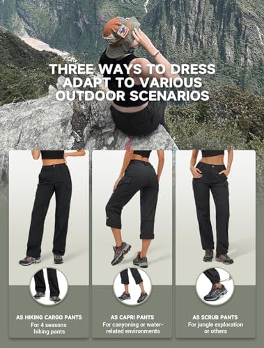 Moosehill Women's-Hiking-Pants-Cargo-Quick-Dry-Stretch-Lightweight Work Outdoor Pants with 5 Deep Pockets