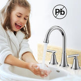 Bathroom Faucets for Sink 3 Hole, Hurran Chrome Bathroom Sink Faucet with Pop-up Drain and Supply Lines, Stainless Steel Lead-Free Widespread Faucet for Vanity RV Farmhouse Sink