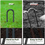 Kingsyard 16 Pack Trampolines Wind Stakes-16 Inch Long, 0.4 Inch Diameter Galvanized Steel U Hook Rebar Stakes, Multi-Purpose Heavy Duty Ground Anchors for Tent, Fences, Swing, Landscape, Black