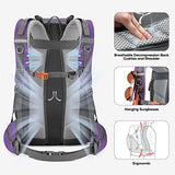 Maelstrom Hiking Backpack,Camping Backpack,40L Waterproof Hiking Daypack with Rain Cover,Lightweight Travel Backpack,Purple