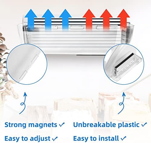 4 Pack Adjustable Air Vent Deflector, 9”-15” Transparent Deflector for Ceiling Registers, Floor, Sidewall (4)