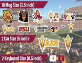 Arizona State Stickers (14 Piece) Sun Devils Gifts for Men Football Fans for Car Laptop Water Bottle + 2 Large ASU Car Decals, 10 Water Bottle Size, 2 Keyboard Size