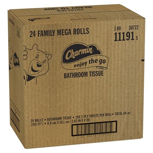 Charmin Ultra Soft Cushiony Touch Toilet Paper, 24 Family Mega Rolls = 123 Regular Rolls