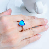 FUN JEWELS Minimalist Rose Gold Heart Color Change Mood Ring for Women