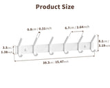 GWAAZXGZ Coat Rack Wall Mount Hooks - 15 Inch Matte White Metal 6-Hook Organizer Wall Mounted, Modern Kids Room, Entryway & Bathroom Hanger for Beach Towels, Coats, Purses, Bags (2 Pack)