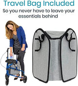 Vive Mobility 3 Wheel Walker - Three Wheeled Rollator for Seniors - Lightweight, Foldable, Narrow, Heavy Duty - for Elderly Men Women - Folding 3-Wheel Tri Scooter with Basket Bag (FSA HSA Approved)