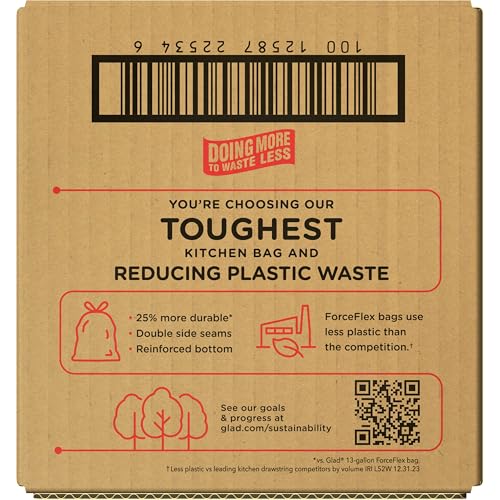 Glad ForceFlex MaxStrength Kitchen Trash Bags, 13 Gal, Bahama Bliss Febreze, 90 Ct (Pack May Vary)
