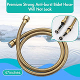 BARROCK Handheld Bidet Sprayer for Toilet, Stainless Steel Metal Made Baby Cloth Diaper Spraying Kit, Bathroom Toilet Bidet Attachment Set for Bathing Pets and Feminine Hygiene, Brushed Brass Gold