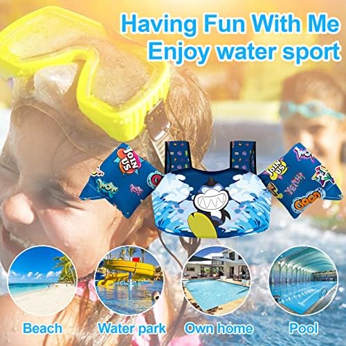 Chriffer Kids Swim Vest Life Jacket for 22-66 Pounds Boys and Girls, Toddler Floaties with Shoulder Harness Arm Wings for 2,3,4,5,6,7 Years Old Baby