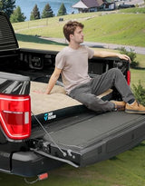 JOYTUTUS Truck Bed Mattress for 5.5-5.8Ft, Full Size Inflatable Mattress Pickup Short Beds for Outdoor Camping, with Carry Bag & Cup Holder & Cavity Design, Camel&Black