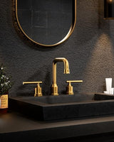 Brushed Gold Bathroom Faucet Set: WOWOW Widespread Bathroom Sink Faucet 3 Hole with Pop-up Drain and Supply Lines, 8 Inch Vanity Taps 3 Pieces Basin Tap 2 Handle Modern (Set of 2)