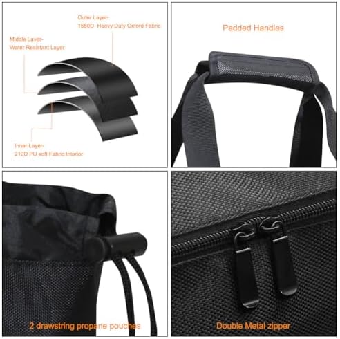 Camp Stove Carry Bag, Camping Stove Carrying Case for Coleman 2-Burner, 1680D Stove Storage bag, with Double Zipper, 2 Adjustful Side Pockets, Fits Grills/Stoves up to 23.6 x 14.5 x 5.5Inches