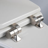Mayfair Bennett Toilet Seat with Brushed Nickel Hinges, Slow Close Wood Seat, Secure Metal Hinges, Easy Install, Elongated, White