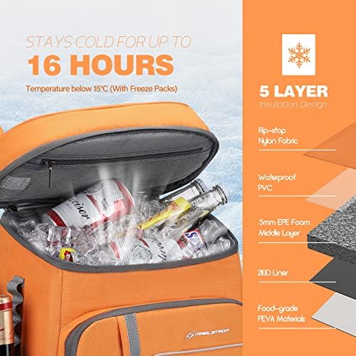 Maelstrom Cooler Backpack - 35/50 Can Insulated Soft Cooler Lunch Bag for Camping, Beach, Hiking & Shopping
