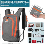 Esup 15L Small Hiking Backpack Foldable Lightweight Travel Day Pack Packable Camping Backpack for Women Men (Gray)