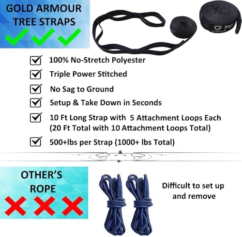 Gold Armour Camping Hammock - Portable Hammock Single Hammock Camping Accessories Gear for Outdoor Indoor Adult Kids, USA Based Brand (Fuchsia & Pink)