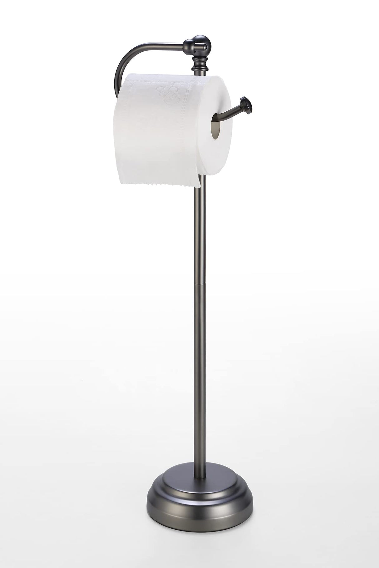 SunnyPoint Classic Bathroom Free Standing Toilet Tissue Paper Roll Holder Stand (Black Nickel)