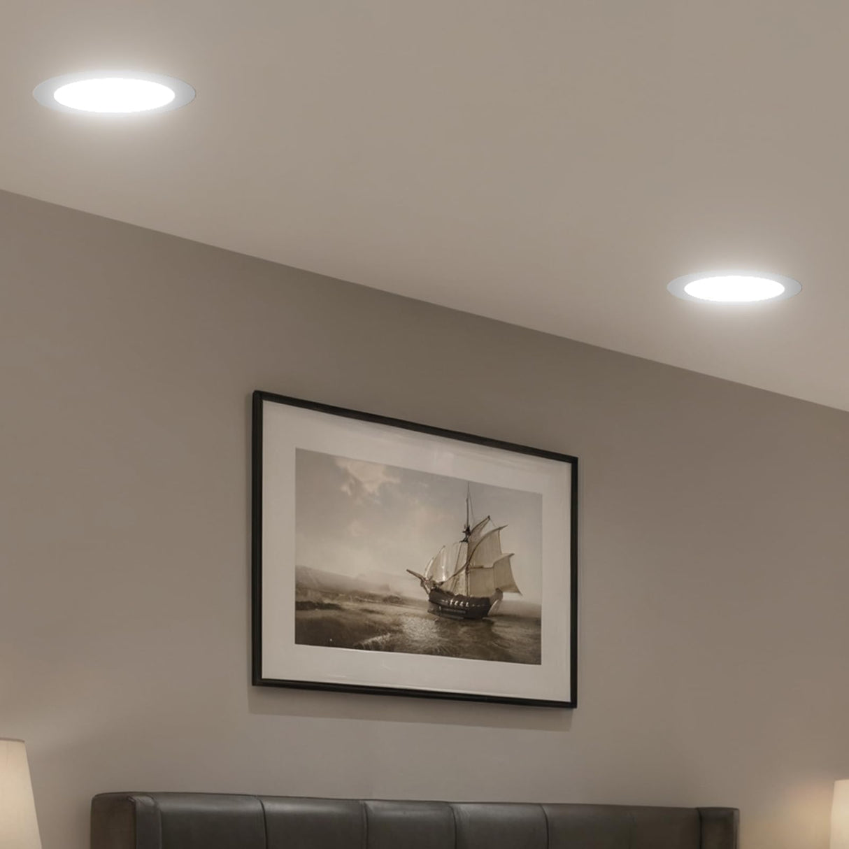 Amico 6 Pack 6 Inch 5CCT Ultra-Thin LED Recessed Ceiling Light with Junction Box, 2700K/3000K/3500K/4000K/5000K Selectable, 12W Eqv 110W 1050LM Brightness Dimmable Canless Wafer Downlight, ETL & FCC
