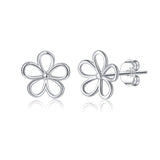 SLUYNZ Solid 925 Sterling Silver Flower Stud Earrings for Women Teen Girls Hollow Flower Stud Earrings Spring (A-Sterling Silver)