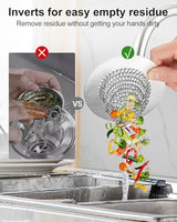 2 PCS Kitchen Sink Drain Strainer, Flippable Mesh Sink Strainer, 304 Stainless Steel Sink Screen, Easy Clean Large Basket Strainer, Anti-Clog Garbage Disposal Cover Fit for Standard Sink Drain