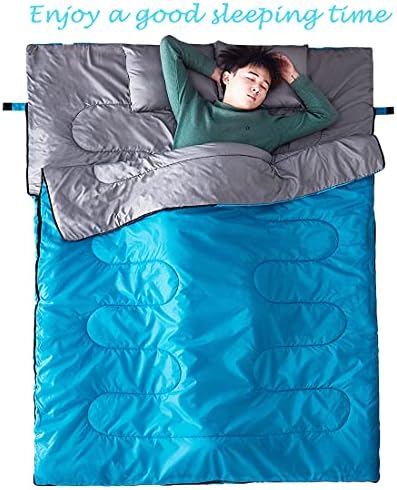 Tuphen Double Sleeping Bag, Sleeping Bag with 2 Pillows, Queen Size XL Bag for 2 People, Cold Warm Weather- 3 Seasons, Waterproof Adults for Camping, Backpacking or Hiking