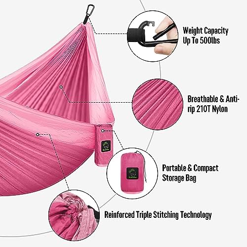 Grassman Camping Hammock Double & Single Portable Hammock with Tree Straps, Lightweight Nylon Parachute Hammocks Camping Accessories Gear for Indoor Outdoor Backpacking, Travel, Hiking, Beach
