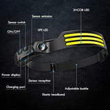 LED Headlamp Rechargeable (2 PCS), 230° Wide Beam Head Lamp with Motion Sensor, Waterproof Head Light Flashlight for Hiking, Running, Repairing, Fishing Cycling (Black 4)