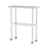 Chingoo Stainless Steel Table with Wheels 14 x 30 Inches Metal Prep Table with Adjustable Undershelf & Casters for Commercial Kitchen, Outdoor, Restaurant, Hotel & Garage