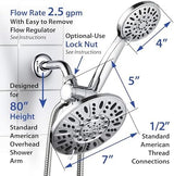 AquaDance 7" Premium High Pressure 3-Way Rainfall Combo for The Best of Both Worlds - Enjoy Luxurious Rain Showerhead and 6-Setting Hand Held Shower Separately or Together - Chrome Finish - 3328