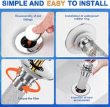 Sink Stopper Hair Catcher, Pop-up Sink Drain Strainer with Removable Stainless Steel Strainer Basket Hair Catcher, Bathroom Sink Strainer for Bathroom Sink Stopper Replacement.(3PCS)