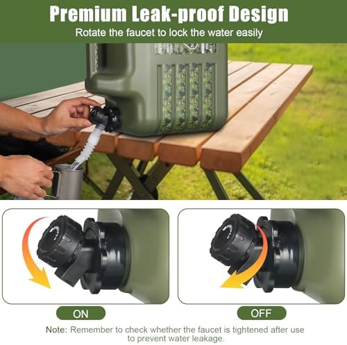 3 Gallon/5 Gallon Water Jug with Spigot, Portable Water Tank BPA Free, Leak-Proof Water Containers for Camping Water Storage Containers for Emergency Outdoor Hiking Picnic, Green/Yellow/White