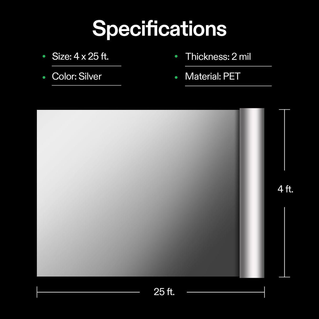 VIVOSUN Highly Reflective Mylar Film Roll 4FT x 25FT for Outdoor Grow Room Indoor Decoration Aluminum Paint Coated 2 Mil Silver