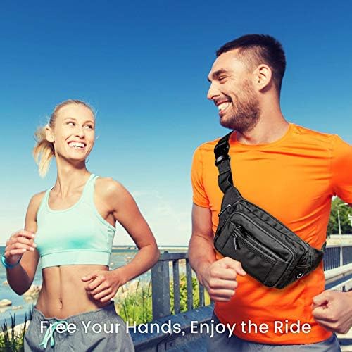 Packism Fanny Pack for Women Men - Fanny Packs for Women Cross Body Everywhere Belt Bag Bum Bag with 6 Zipper Pockets Plus Size & Adjustable Strap for Traveling Cycling Running Hiking