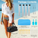 Rhino Valley Beach Tent Sun Shelter, Beach Canopy Tent Sun Shade UPF50+ Protection with 8 Sandbags 4 Stability Poles, Outdoor Beach Shade Canopy for Beach, Camping, Fishing