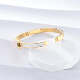 Hothink Gold H Bracelets for Women,Designer Dupes Bracelet,White Bracelet