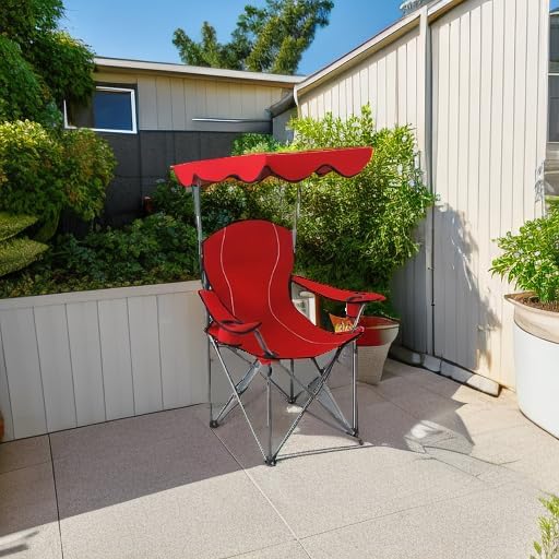 ALPHA CAMP Camp Chairs with Shade Canopy Chair Folding Camping Recliner Support 350 LBS