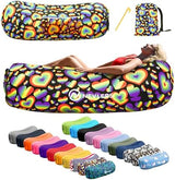 Nevlers Inflatable Lounger | 210T Polyester Inflatable Chair | No-Pump Blow Up Couch | Camping Couch Air Sofa Bed w/ 450 lbs. Cap., Pockets & Matching Bag | Use as Inflatable Couch for Adults & Kids