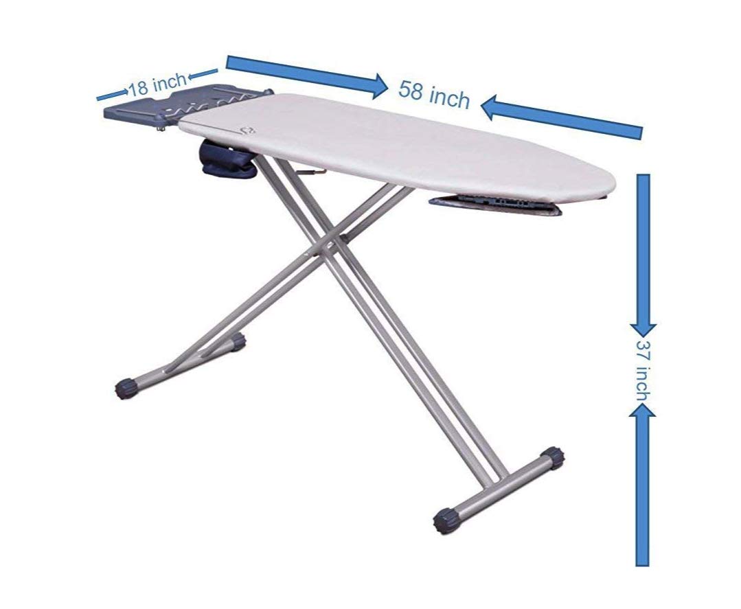 Mabel Home Ironing Board with Extra-Wide Surface, 8 Features, Retractable Shoulder Wings, Adjustable Height, 100% Cotton Cover