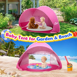 Monobeach Baby Beach Tent Pop Up Portable Shade Pool UPF50+ UV Protection Sun Shelter for Infant with Easy Set Up Canopy (Pink Beach Tent)