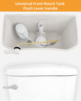Hibbent Universal Metal Front Mount Toilet Handle Replacement Kit, Brass Toilet Flush Tank Lever with Stainless Steel Flapper Chains for Most Toilets, White Finish